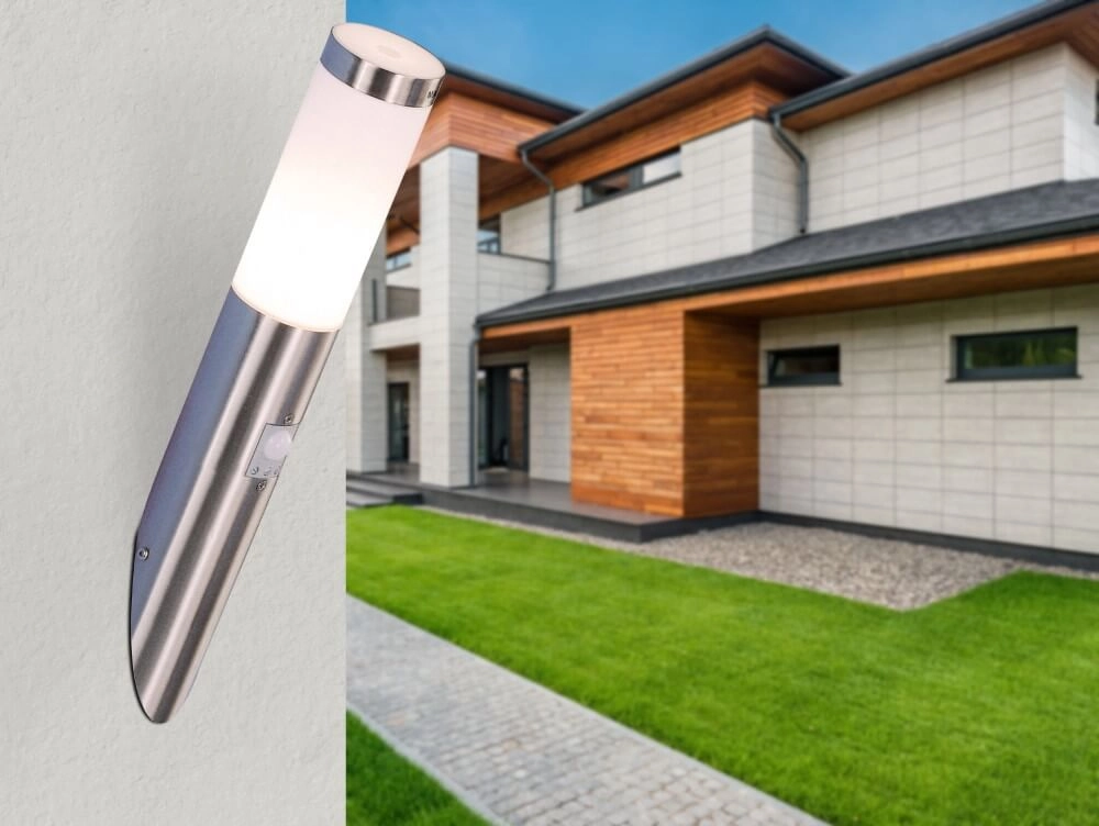 Stainless steel outdoor lamp Boston with sensor Globo 9007371112197