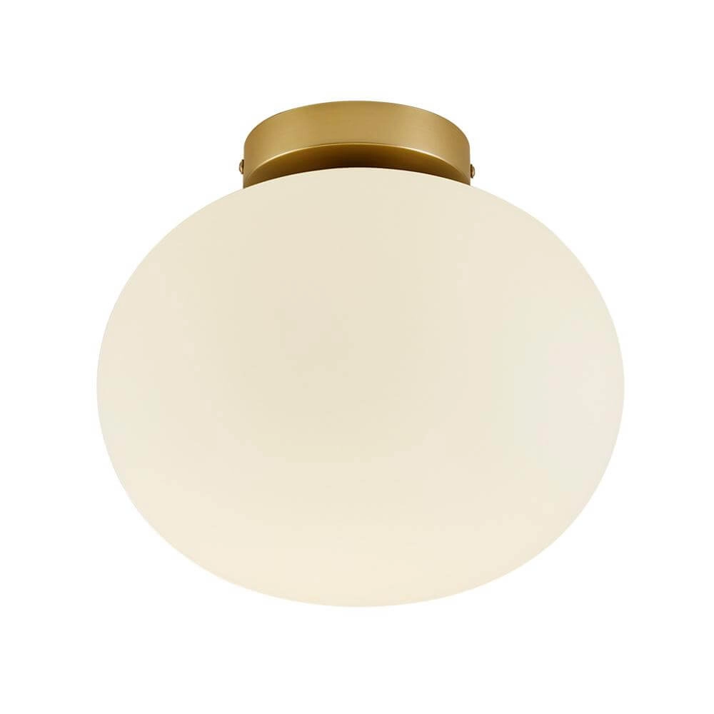 Glass ceiling lamp Alton brass with white glass