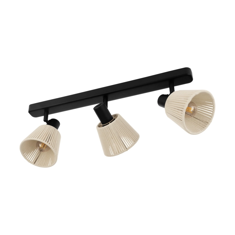 Ceiling lamp Seagard black with rattan 3-lights
