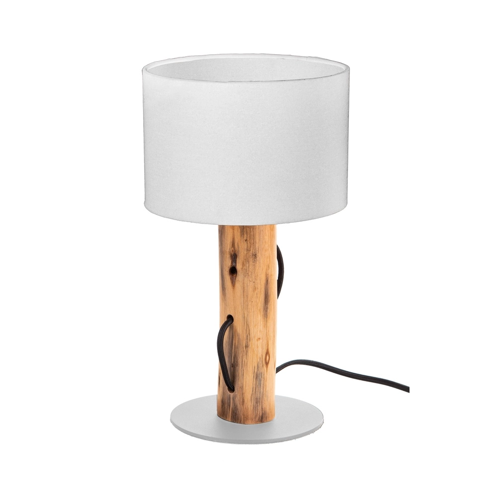 Table lamp Norin wood with white hood