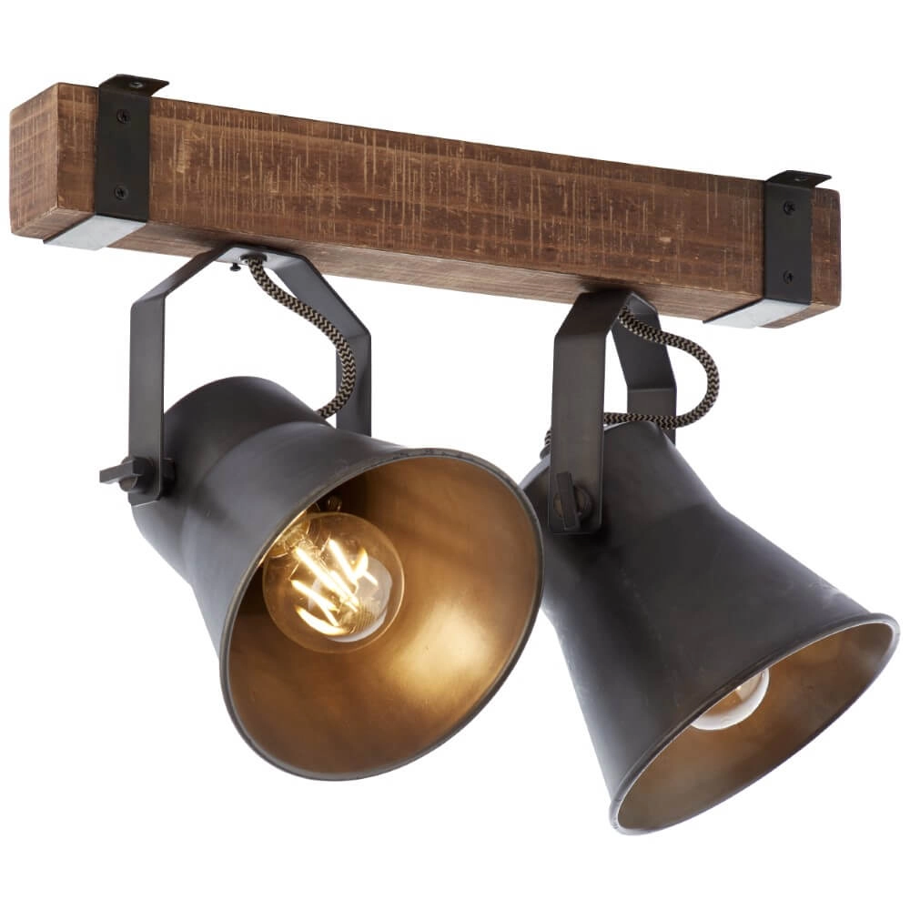 2-light ceiling lamp Decca black with brown Brilliant 4004353361449