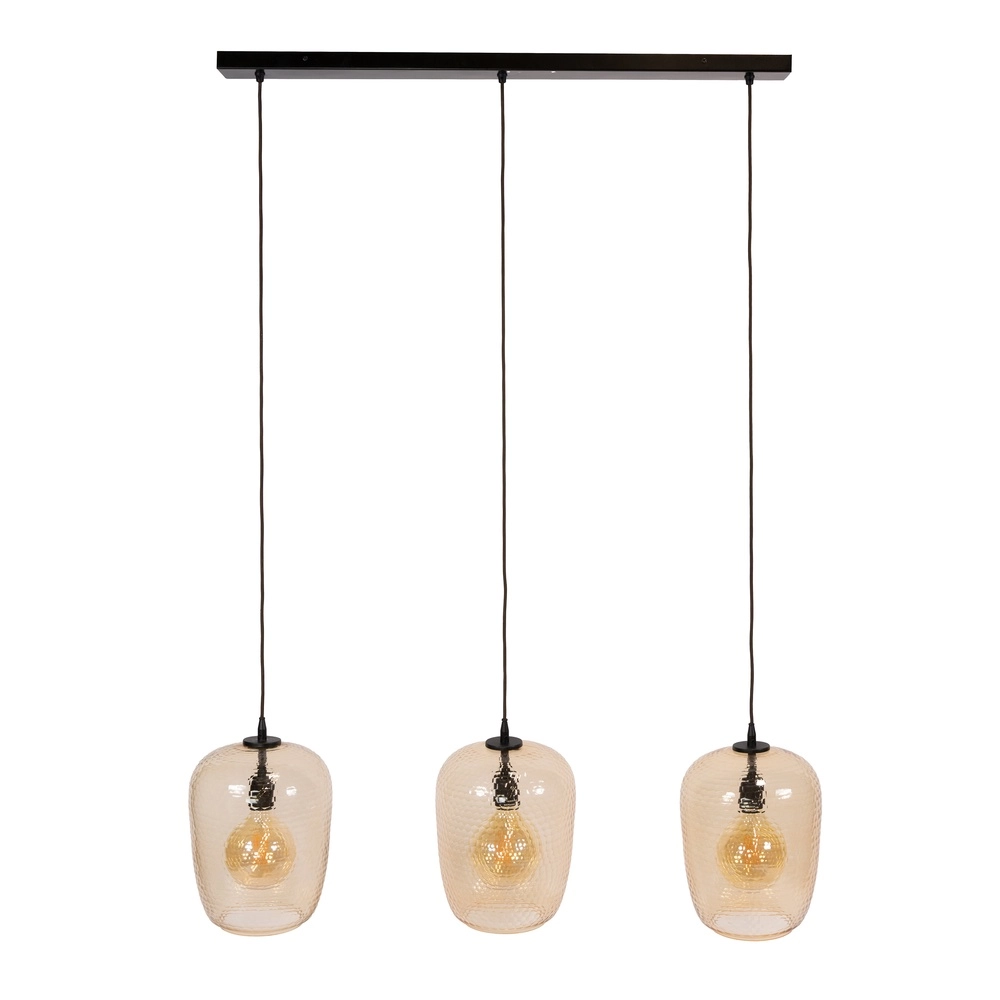 3-lichts hanglamp Python amber glas Lyora 8716803514997