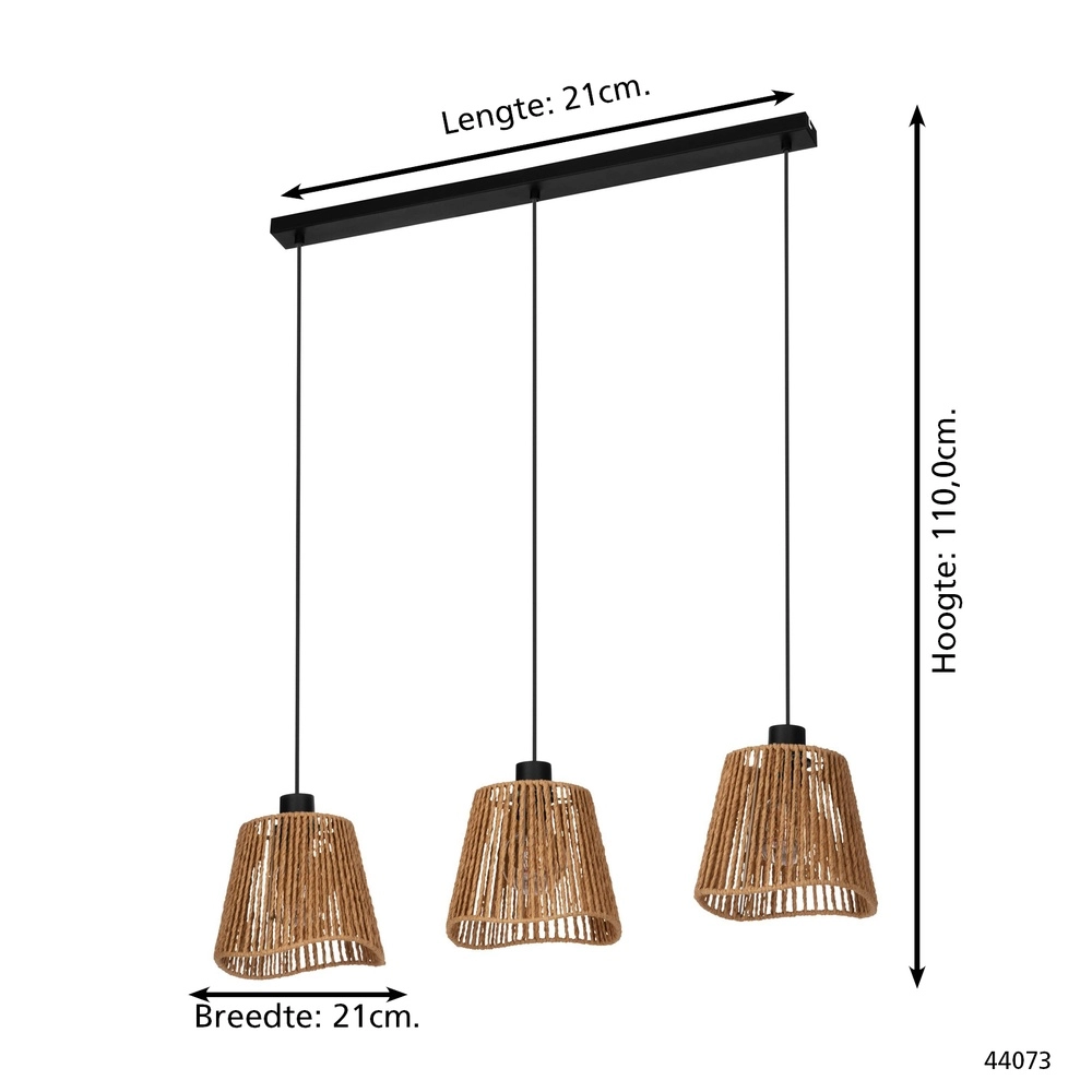 Rope Pendant Light Lavister 3-lights - Ø 21cm Eglo 9002759440732