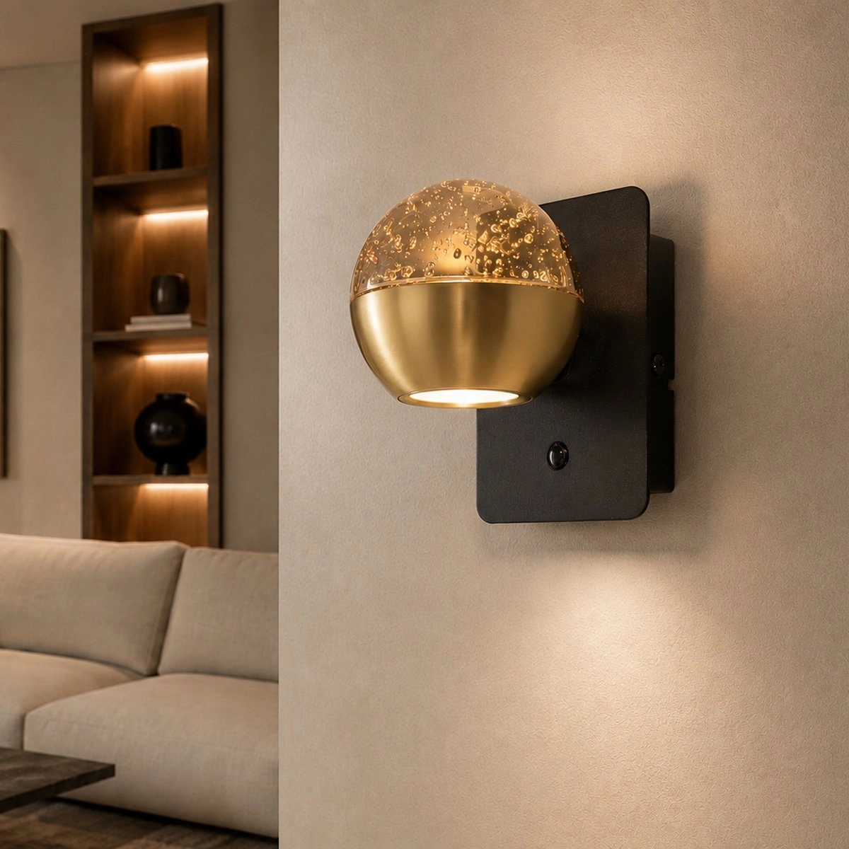 Led wall lamp Belluno brass with glass - dimmable Steinhauer 8712746183931