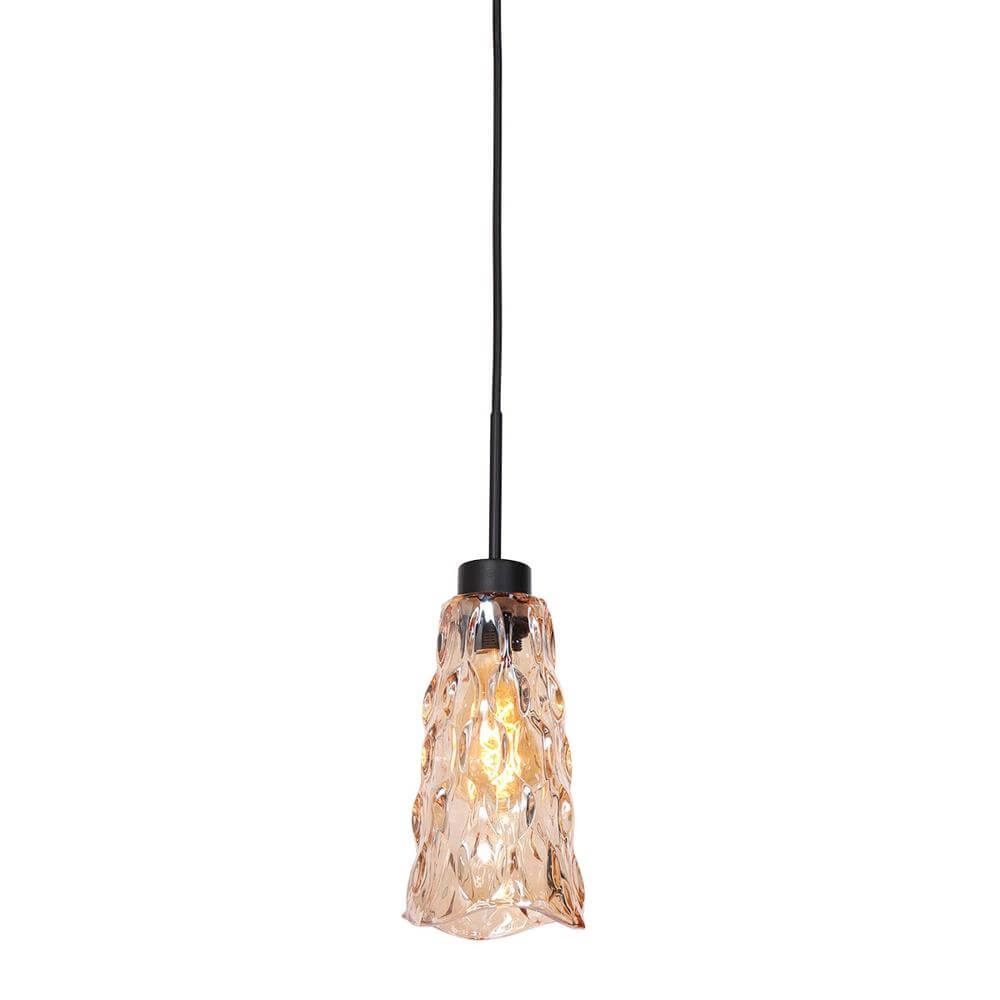 Pendant lamp Vidrio black with amber glass