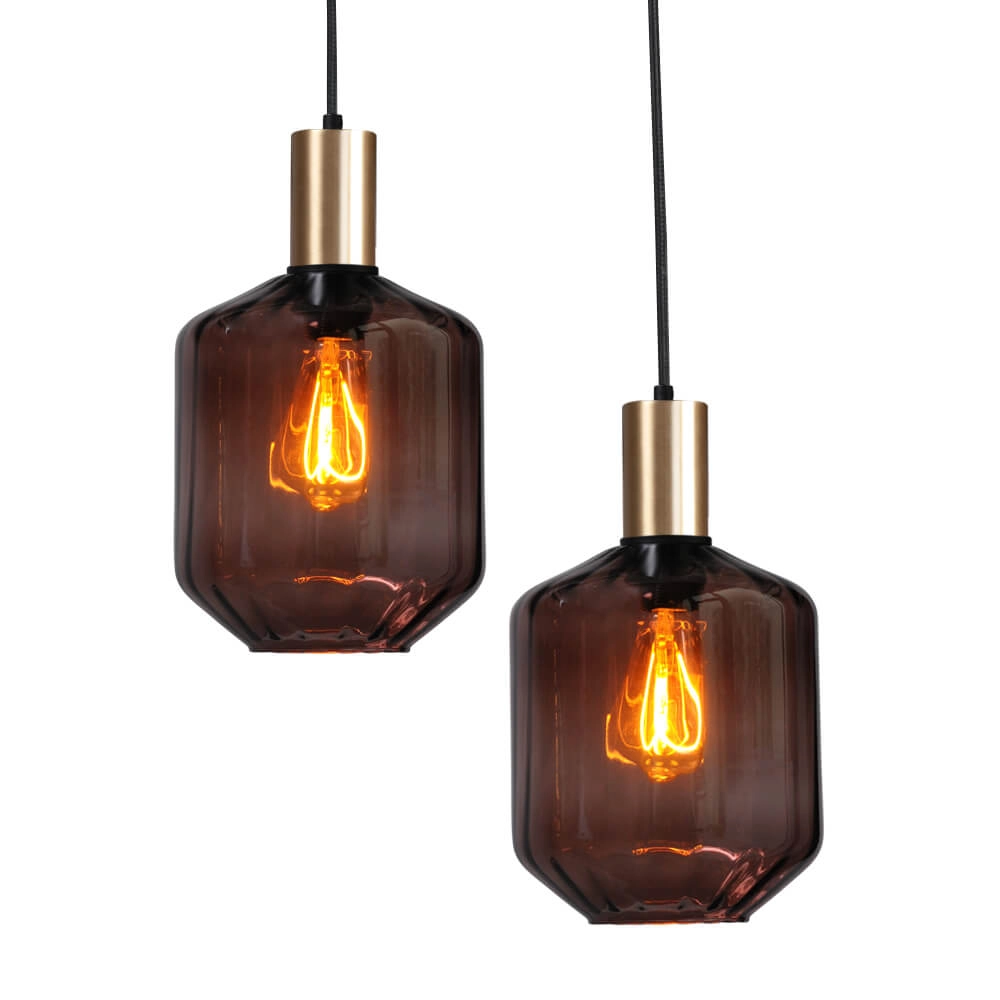 6-light hanging lamp - gold - Porto with Jagger red lenses Masterlight 8718121270548