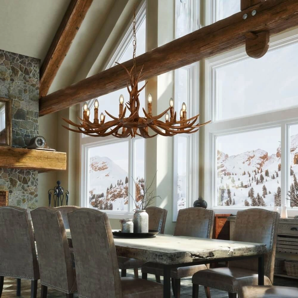 Wooden pendant lamp Stag Ø 108cm Searchlight 5053423134444