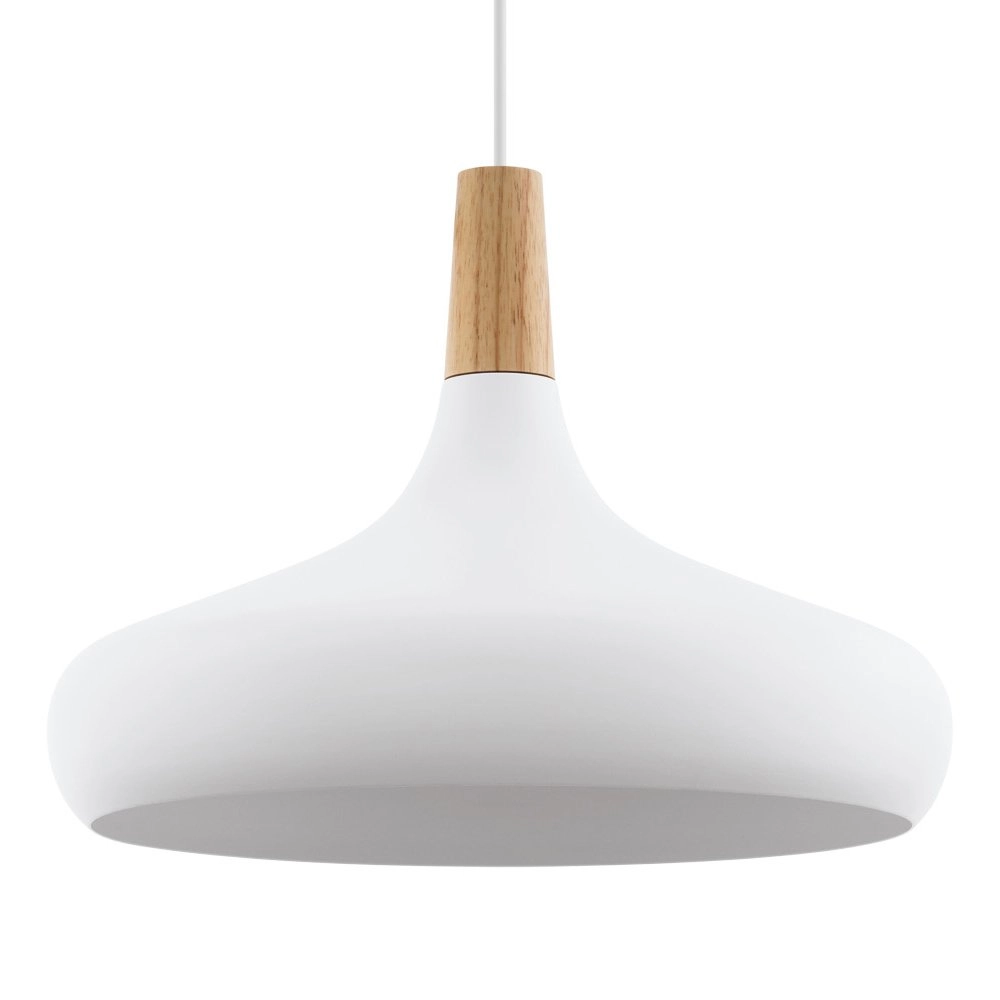 Modern pendant lamp Sabinar 40cm white with wood brown