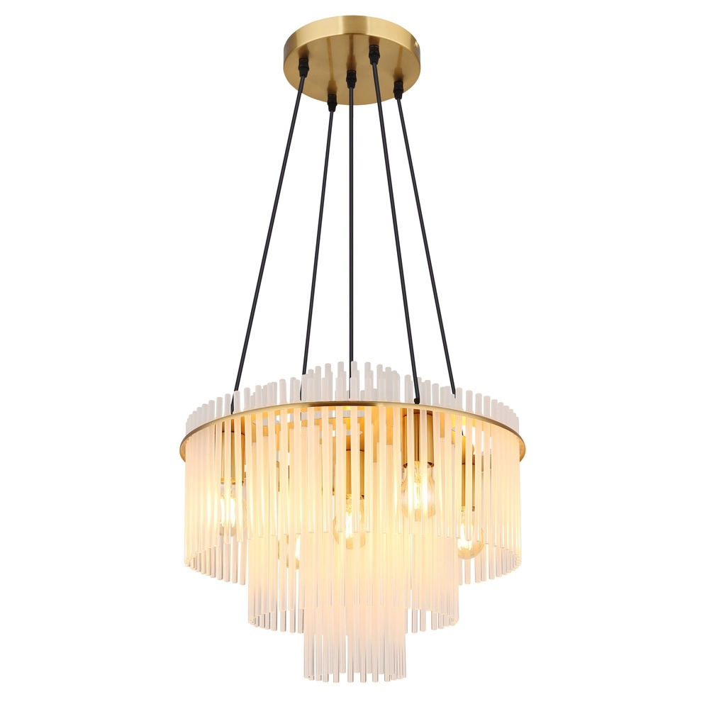 Pendant lamp Ø 50cm Gorley Gold with white glass sticks
