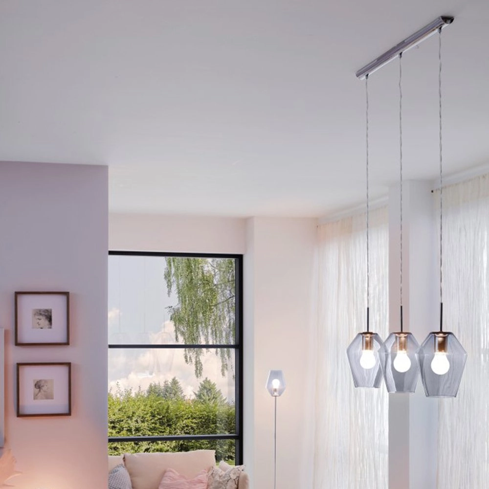 Pendant lamp Murmillo 3-light chrome with smoke Eglo 9002759967741