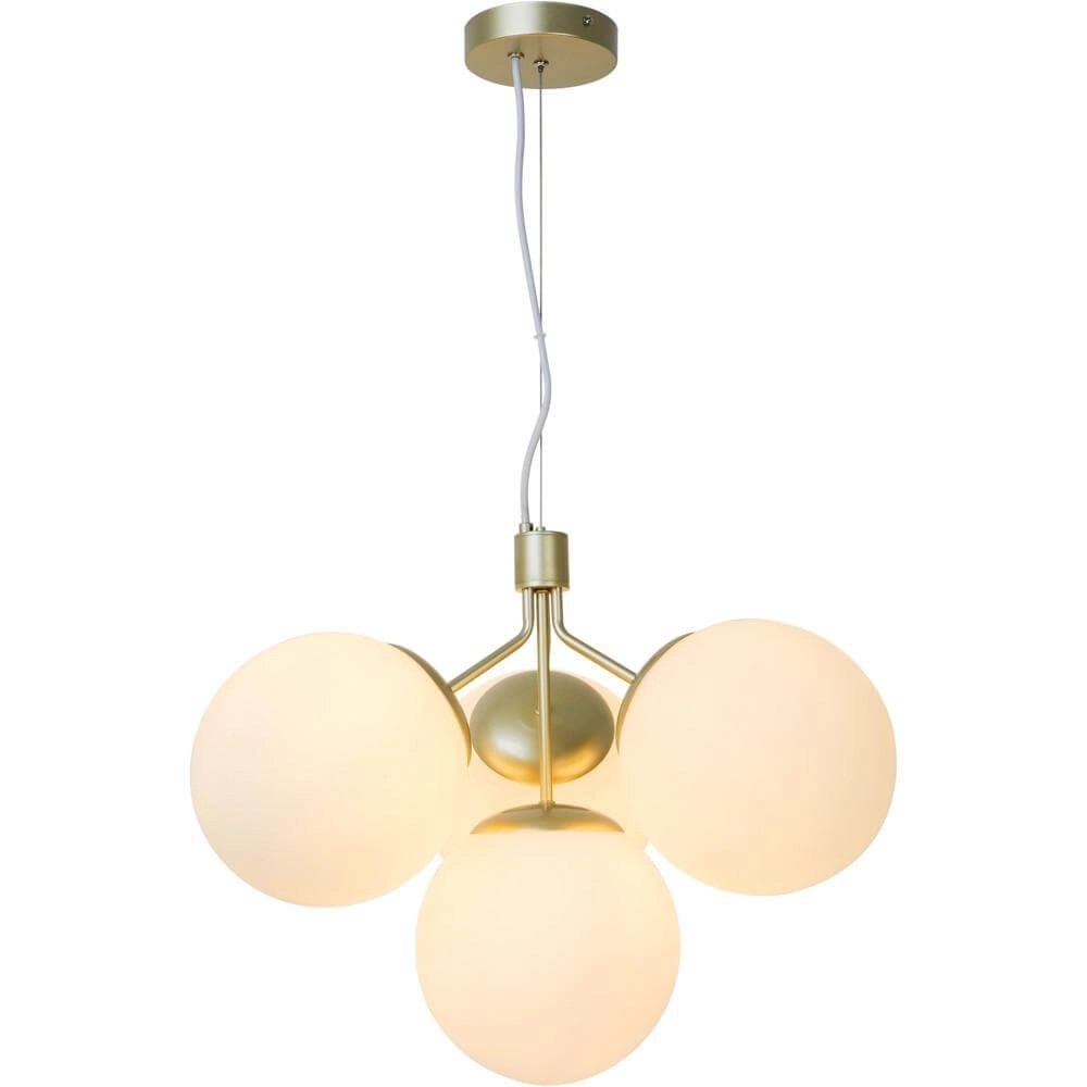 4-light pendant lamp Ivona gold with white glass