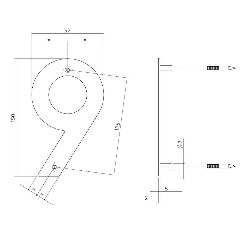 House number 9 Numbra 150x2mm stainless steel Intersteel 8714186126783
