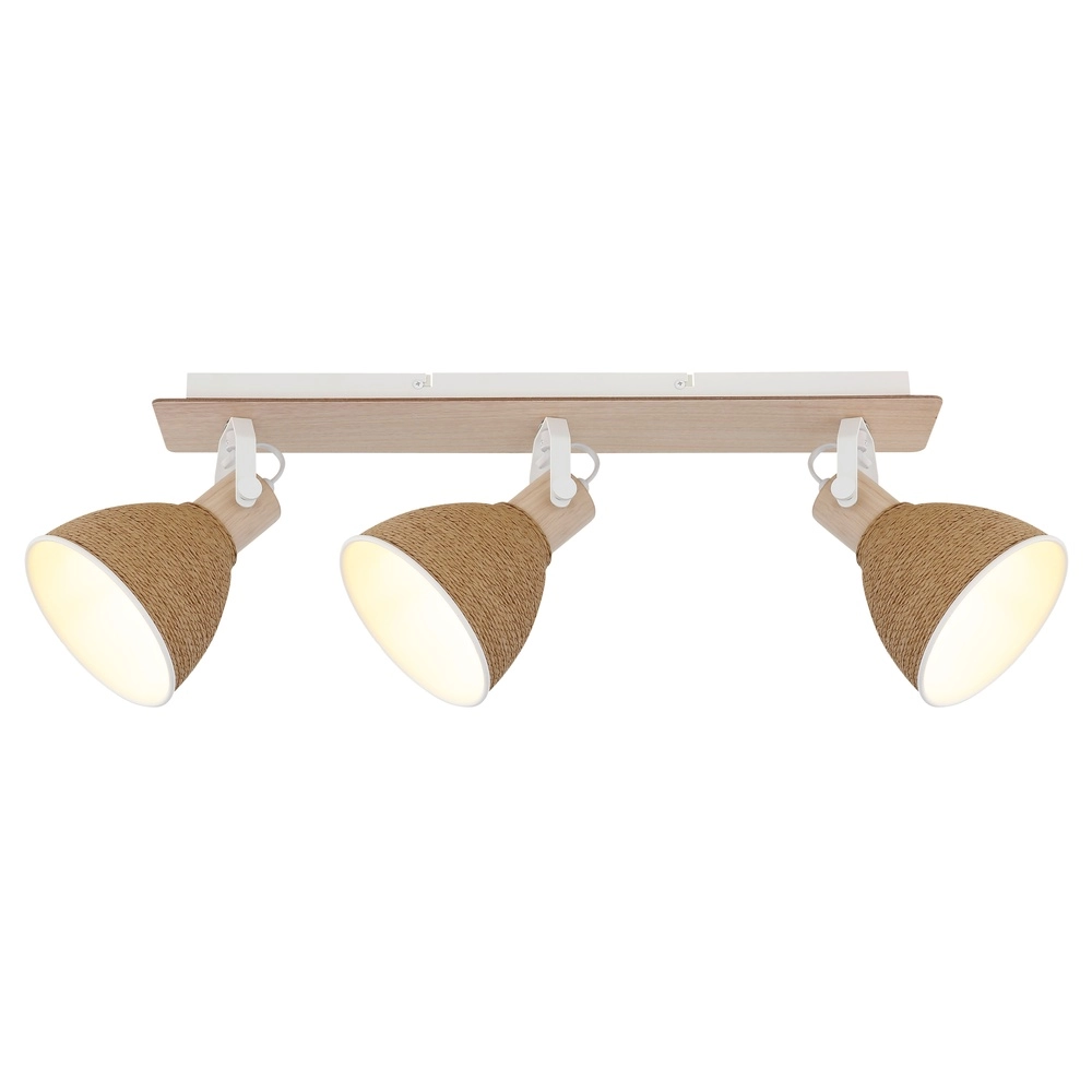 Ceiling lamp Lyndon 3-light white with rattan Globo 9007371586745