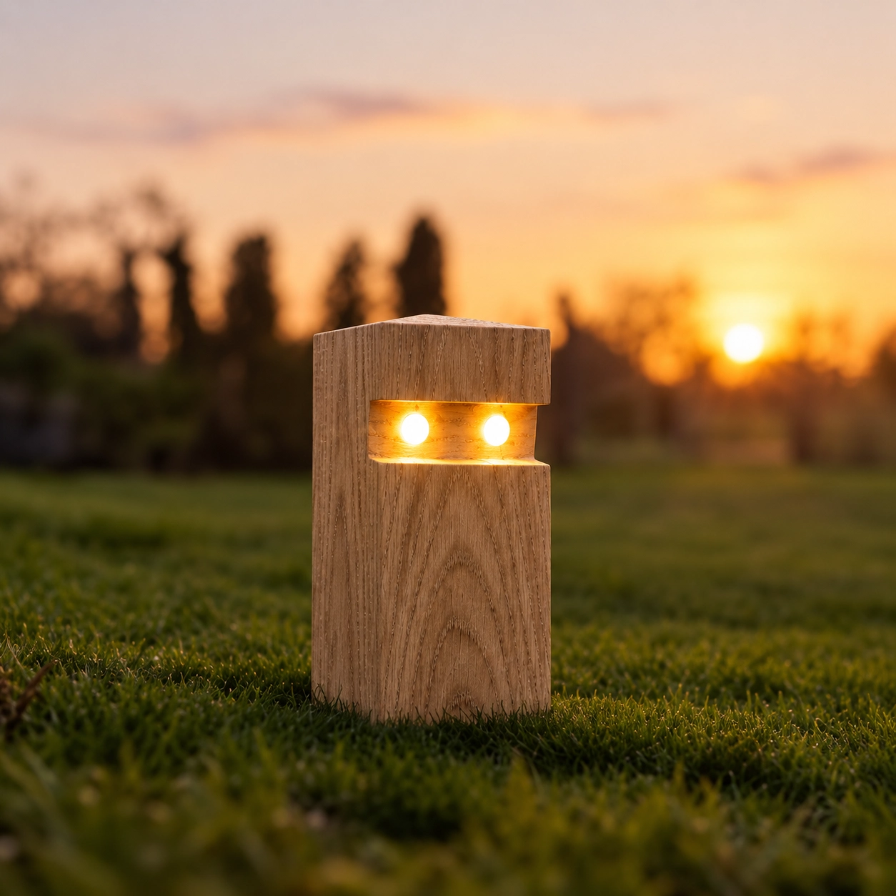 Wooden path lighting Pallina Oak - 20cm - 2700K