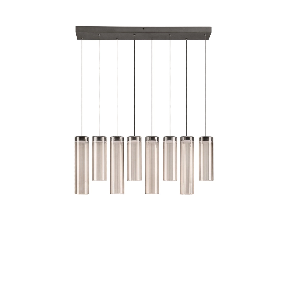 Design pendant lamp Brielle anthracite with mocha glass 8-lights Lyora 5212017495433
