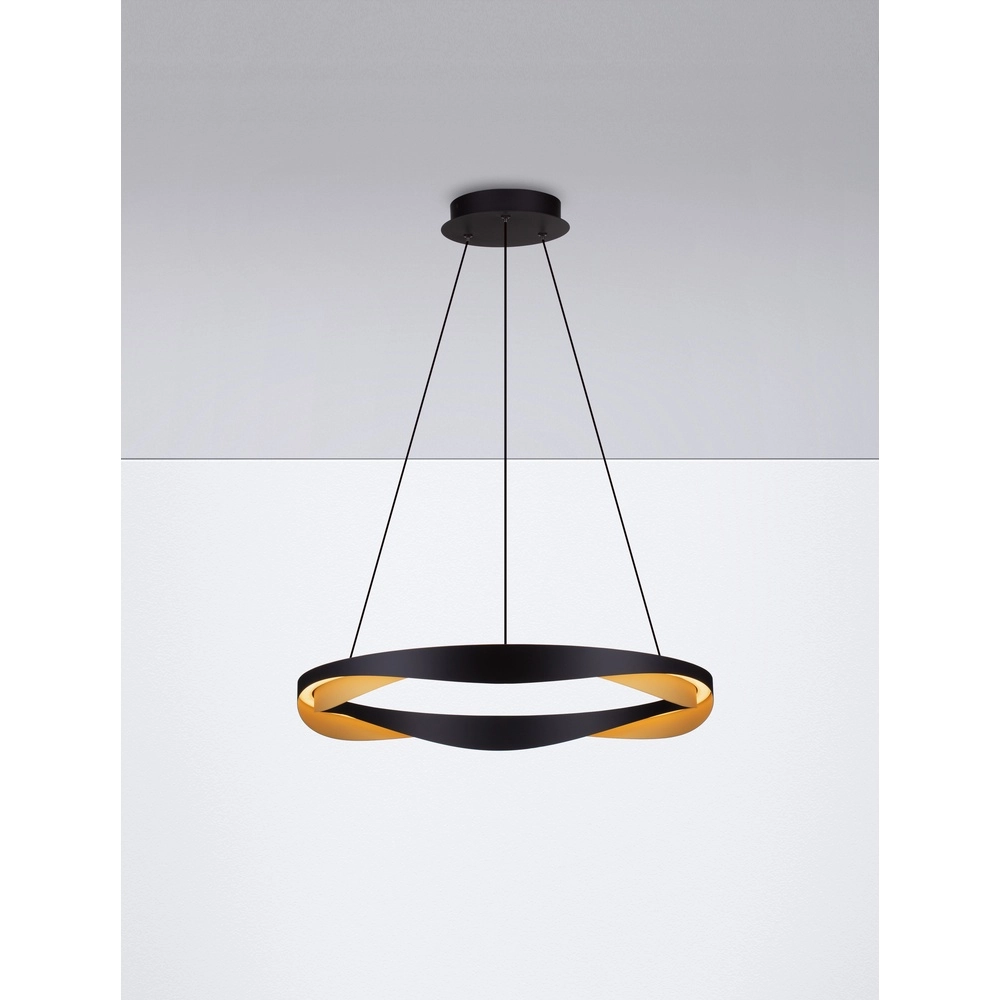 Pendant lamp Radon Ø 65cm black with gold