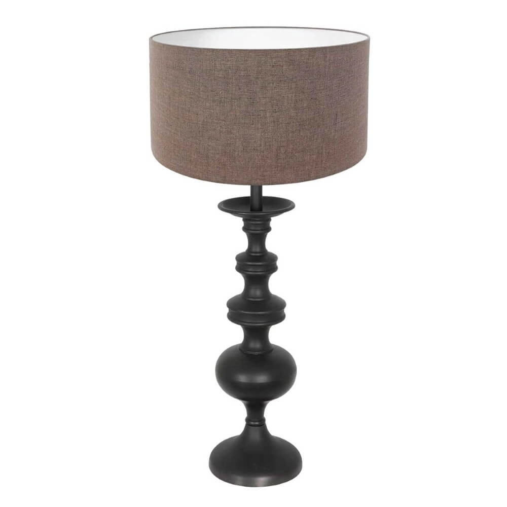 Classic table lamp Lyons C with taupe linen shade