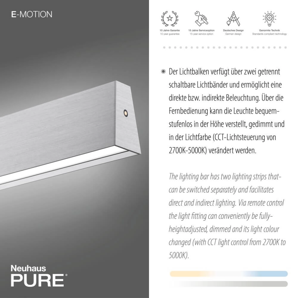 Design hanging lamp Pure E-Motion aluminum Paul Neuhaus 4012248372920