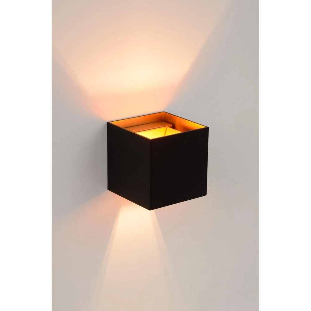 Square wall spotlight Xio 2700K black Lucide 5411212091994