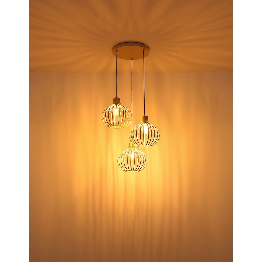 Design pendant lamp Mateo 3-light round cream Globo 9007371566150