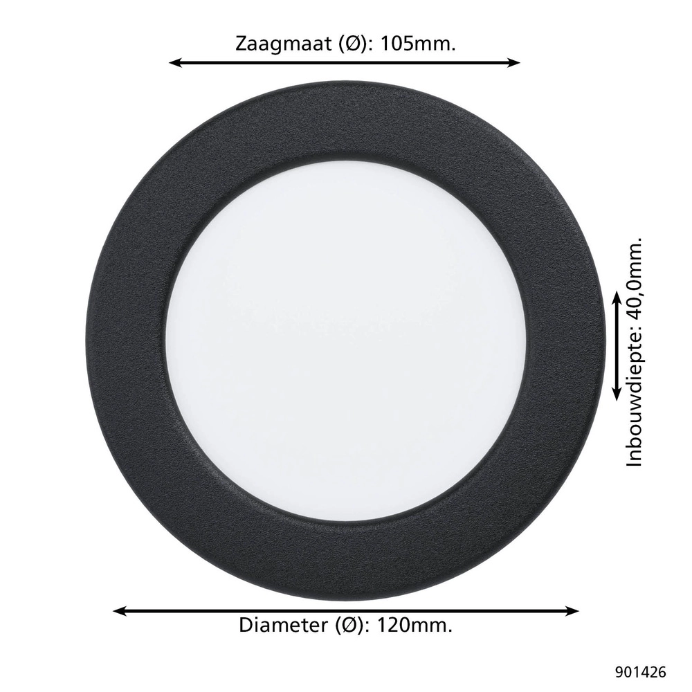IP44 recessed lamp Fueva 6-Z Zigbee - black - Ø 12cm Eglo 9008606330973