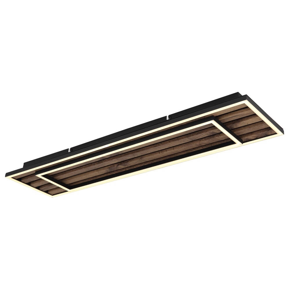 Ceiling lamp Woody black with wood rectangle