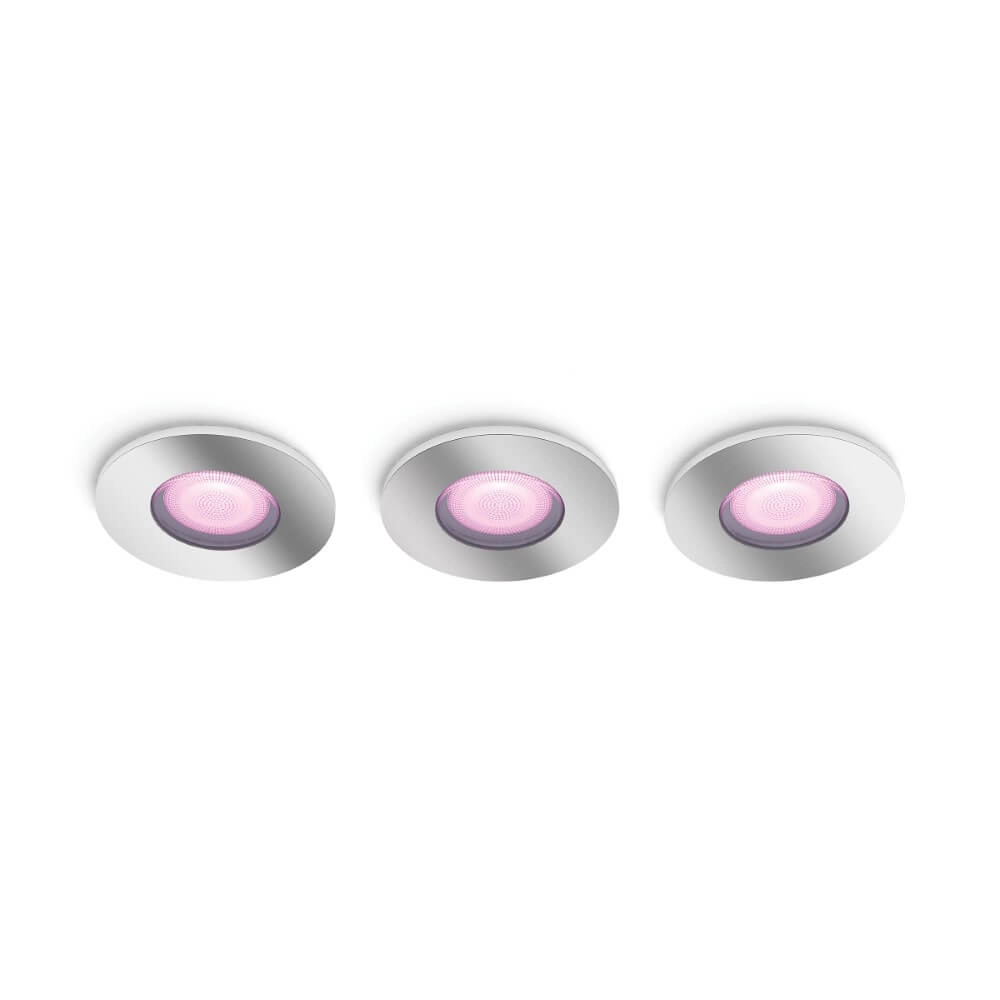 Recessed spotlights Hue Xamento - White and color set of 3 stainless steel spotlights Philips 8719514355392