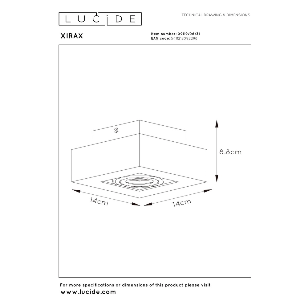 Ceiling spotlight Xirax white Lucide 5411212092298