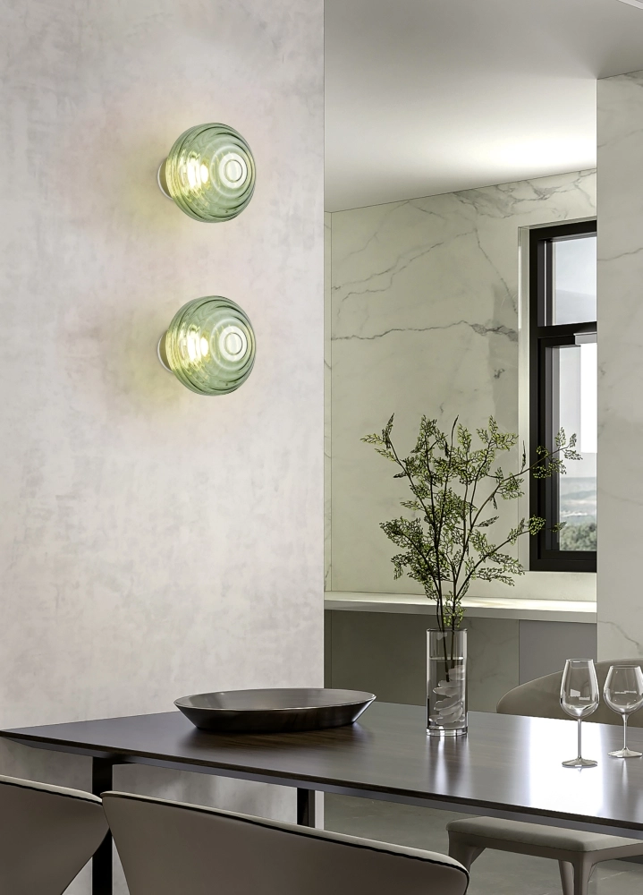 Wall lamp Earl Green Glass Rechargeable Trio 4017807643459