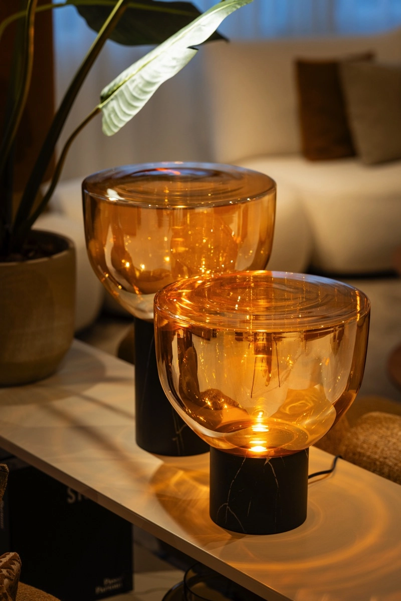 Glass table lamp Lana 35cm - marble look ETH 8720195311140