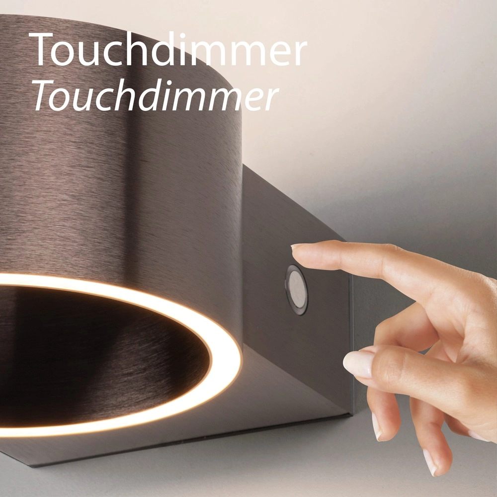 Rechargeable wall lamp Pure Akku Clipse Dark brown brushed Paul Neuhaus 4012248393017
