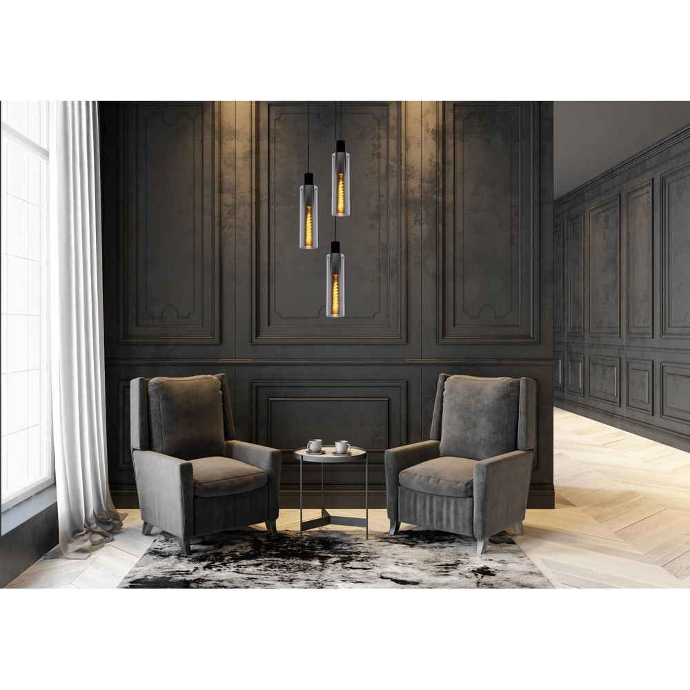 3-light pendant lamp Orlando smoke glass Lucide 5411212740731
