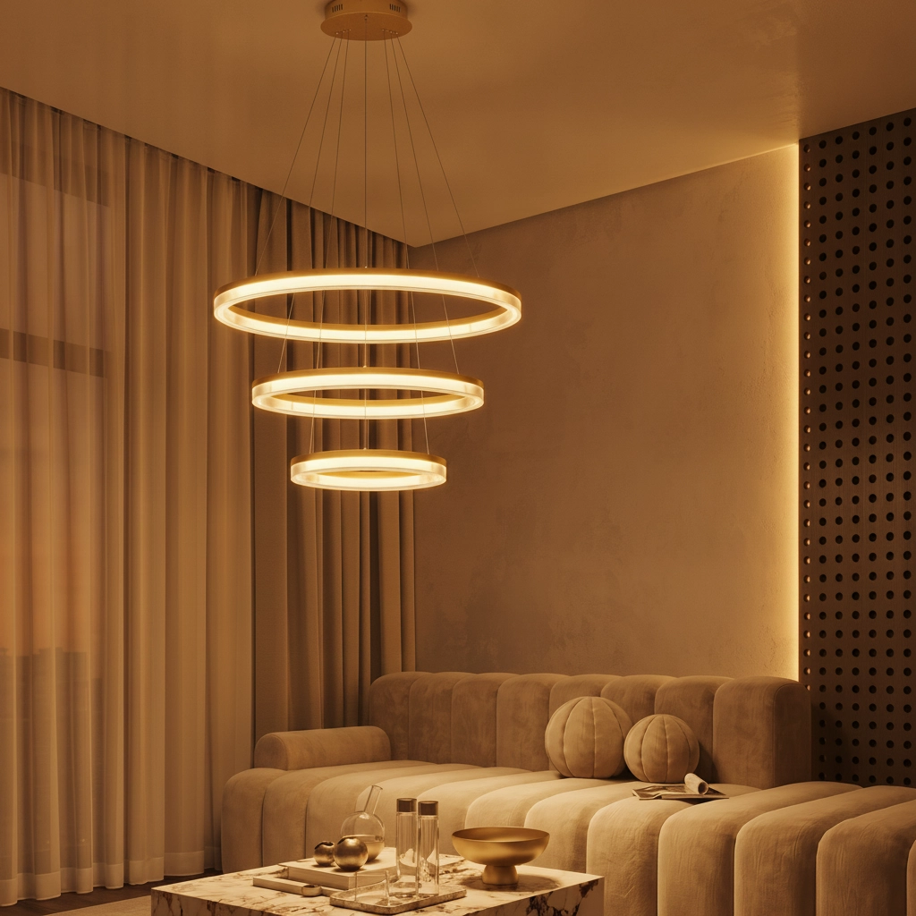 Golden pendant lamp Luana 3-light