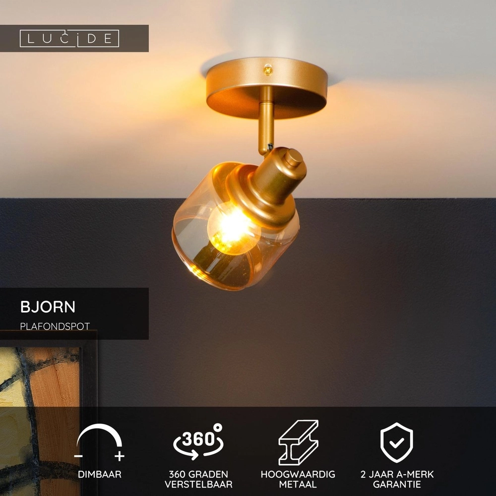Ceiling lamp Bjorn Single gold Lucide 5411212771209