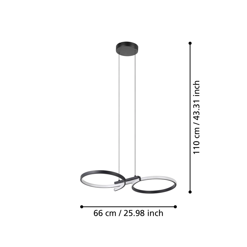 Modern led wall lamp Serpins 66cm - black Eglo 9008606313662