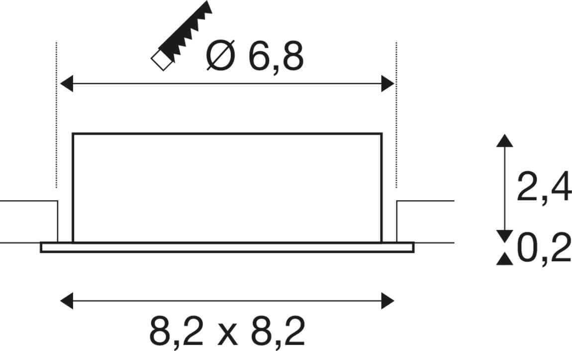 Recessed spotlight New Tria 68 square - aluminium - GU10 SLV 4024163276160
