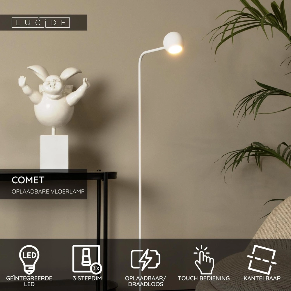 Rechargeable reading lamp Comet white Lucide 5411212361318