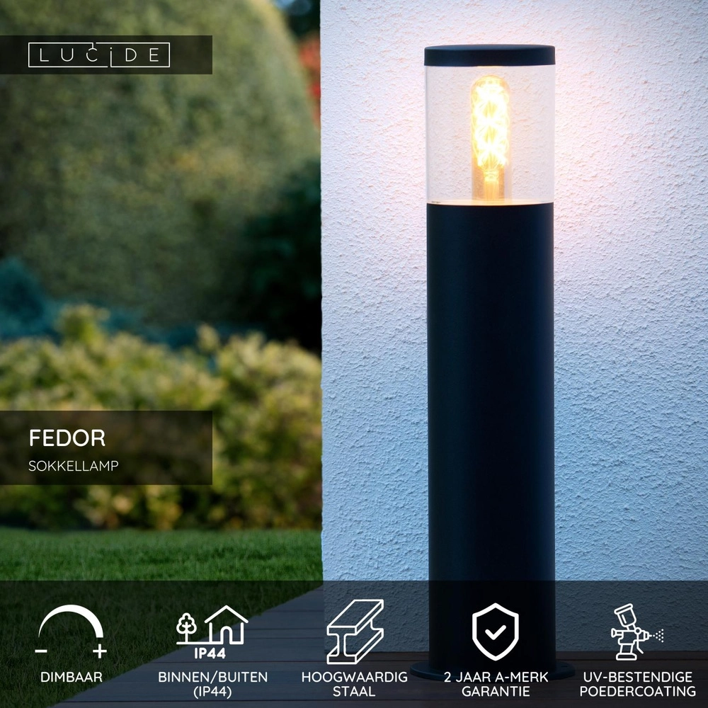 Design pedestal lamp Fedor Black Lucide 5411212144355