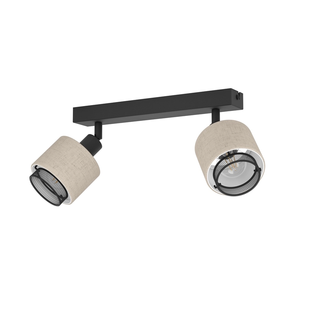 Japandi ceiling lamp Rosley 2L - black with cream