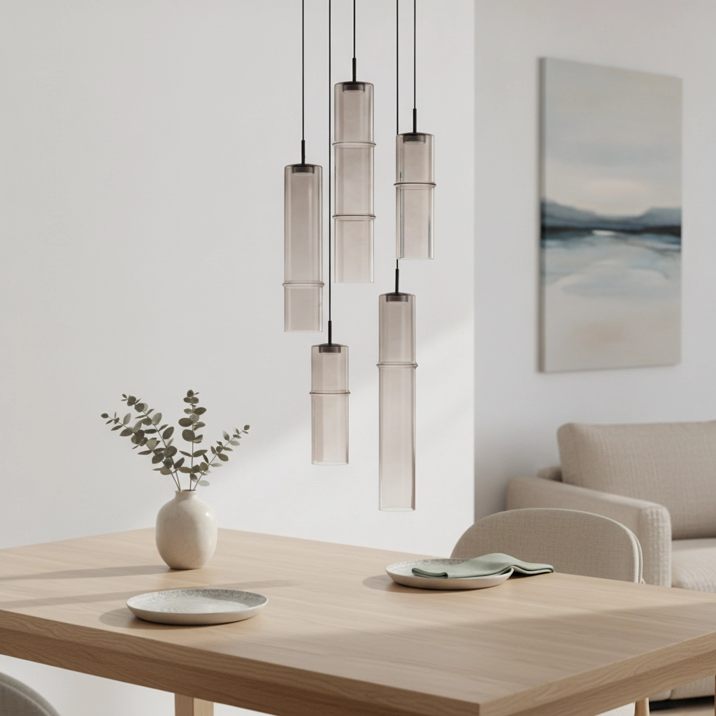 Unique pendant lamp Sano round 5-light smoke glass