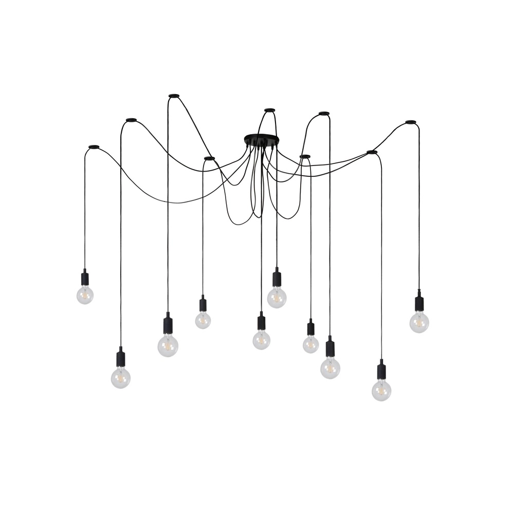 10-light pendant lamp black Fix suitable for loft