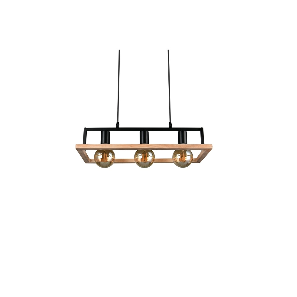Design pendant lamp Bano black with wood Trio 4017807673364