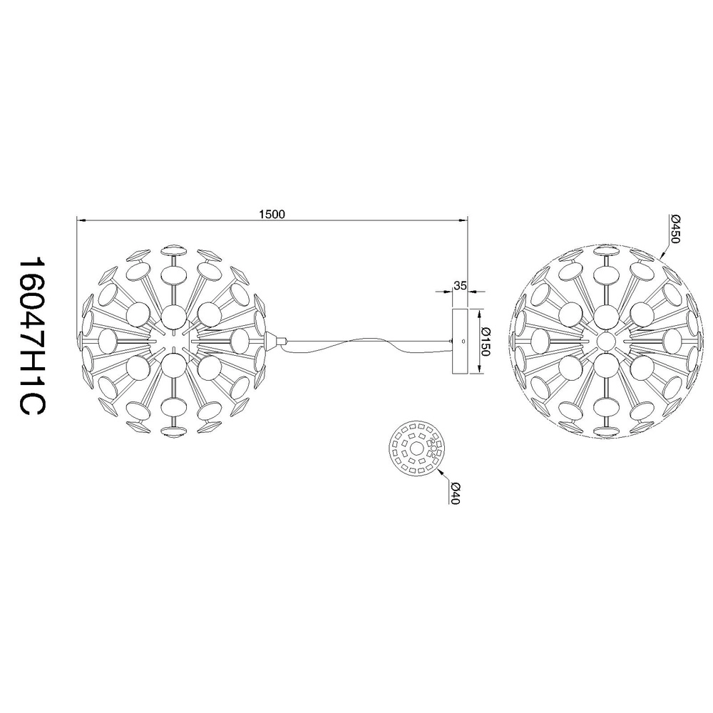 Pendant lamp Virina chrome Globo 9007371459469