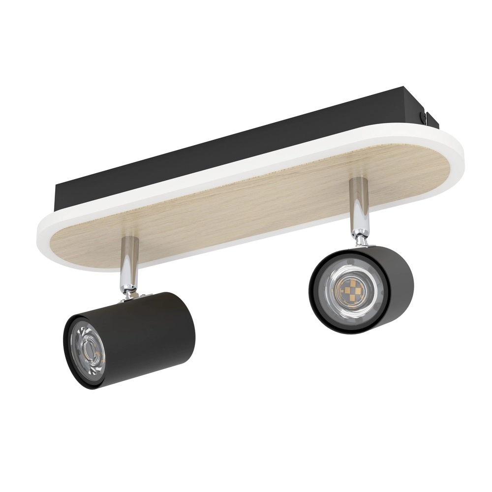 Led ceiling spot Rimbocchi 2L - black - wood look