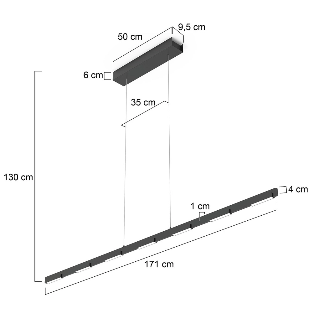 Sleek pendant lamp Bloc black Steinhauer 8712746148275