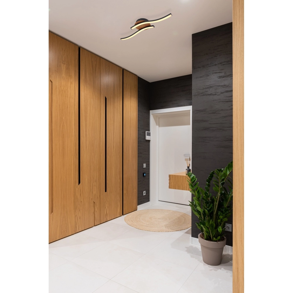 Black ceiling lamp Evita with wood Globo 9007371416172