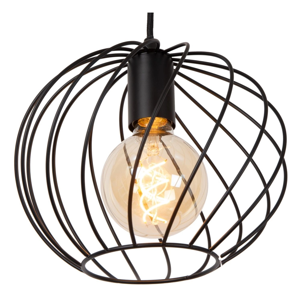 Pendant lamp Danza Ø 25cm black Lucide 5411212211514
