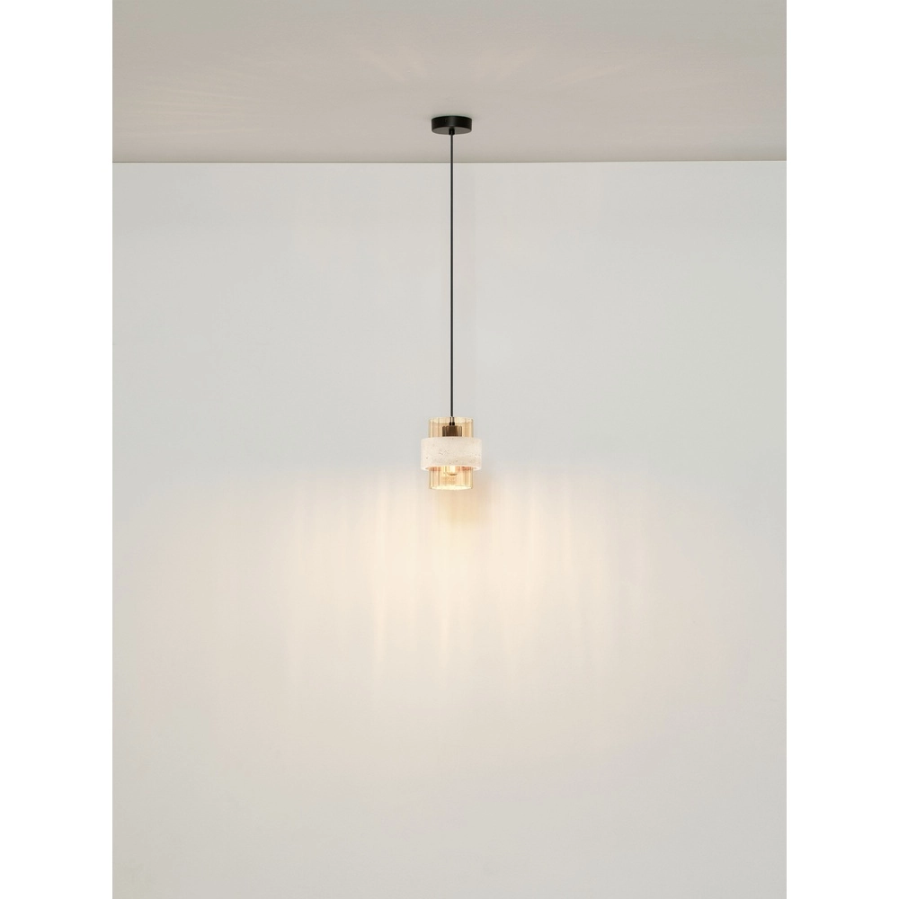 Modern pendant lamp Melony amber glass with sand brown Lyora 5212063501249