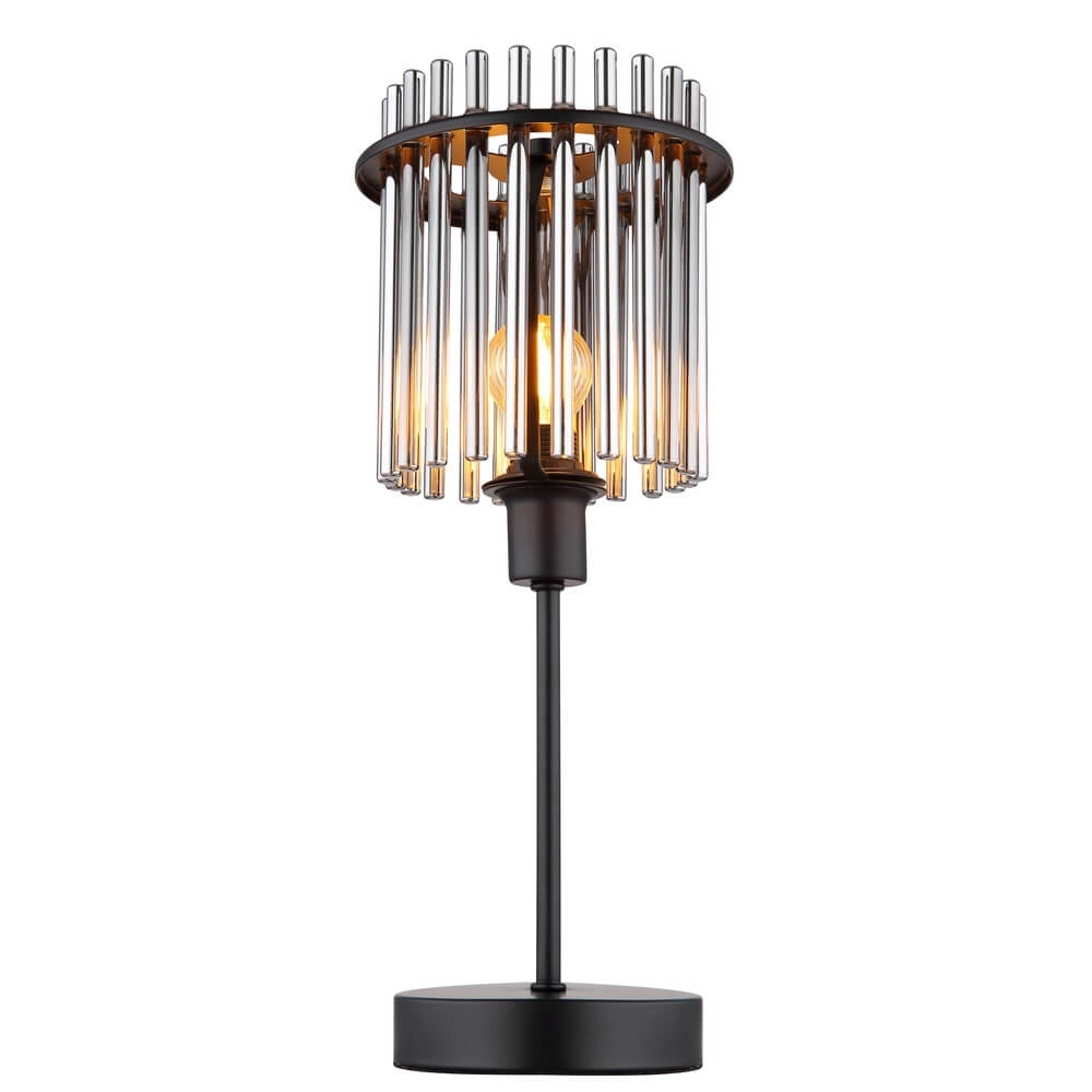 Black table lamp Gorley with smoke glass Ø 15cm Globo 9007371454181