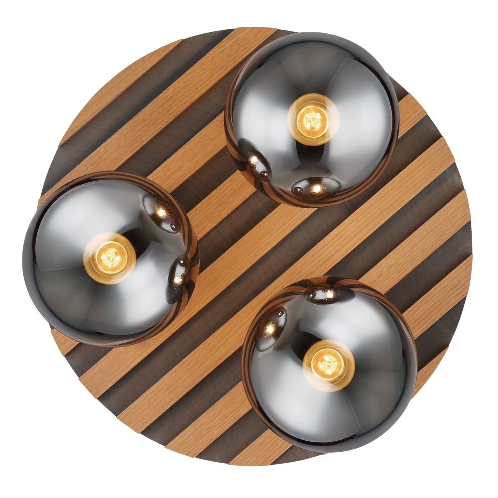 Ceiling lamp Parsons 3-light black with wood Globo 9007371580002